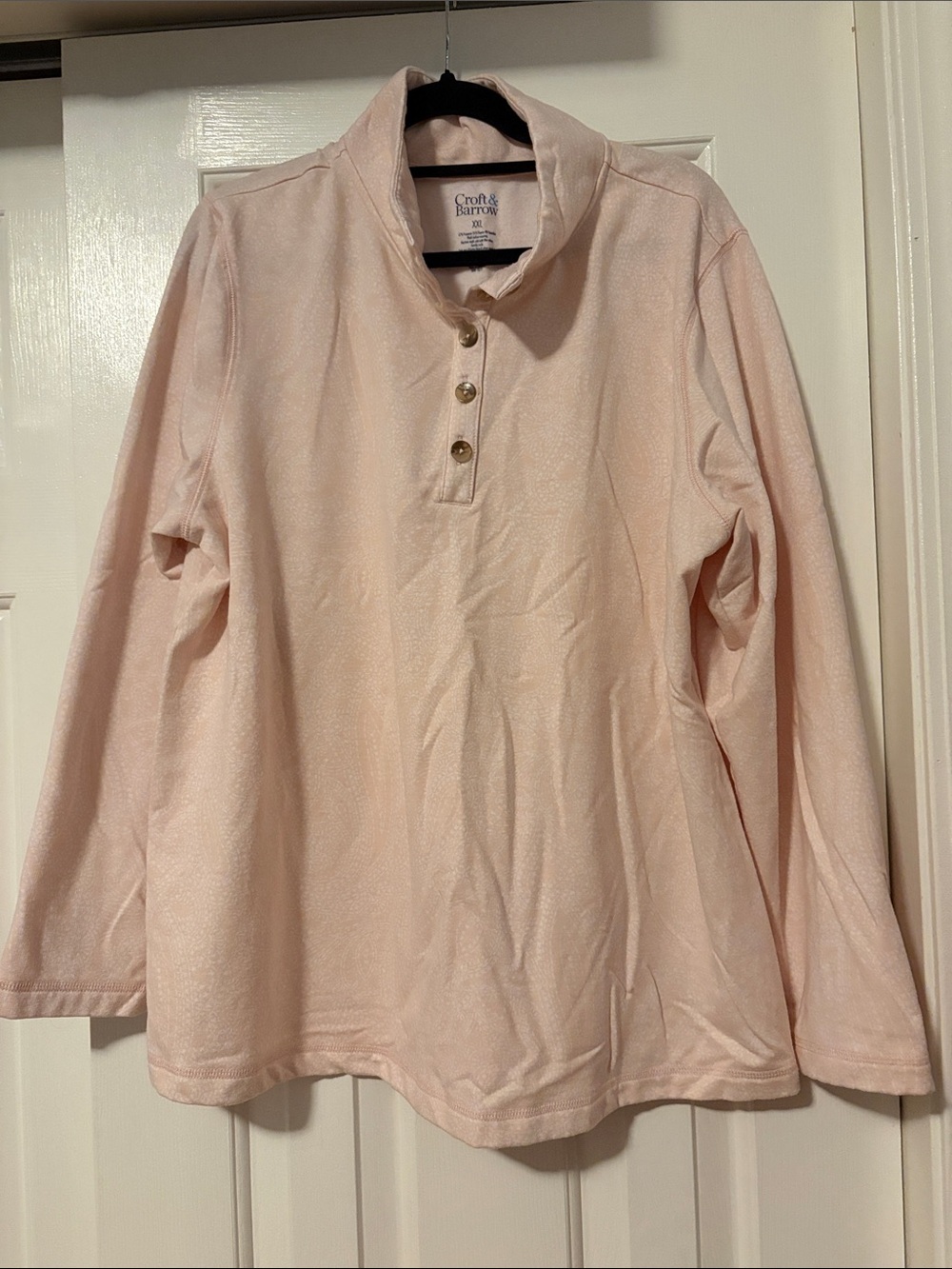 croft & barrow Pale Pink Long-Sleeve Pullover Polo